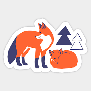 Foxes in the Woodland Sticker